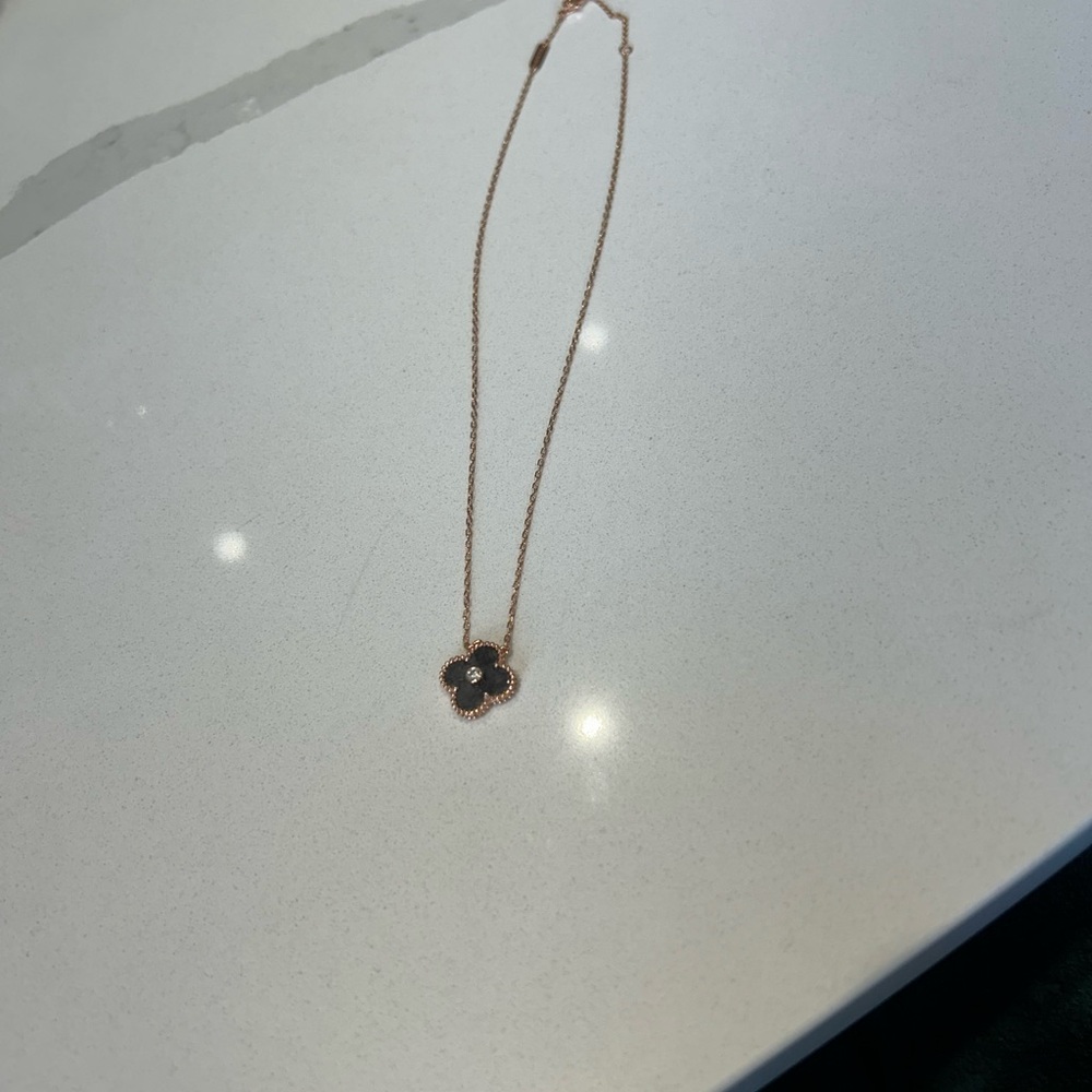 Obsidian and rose gold with crystal